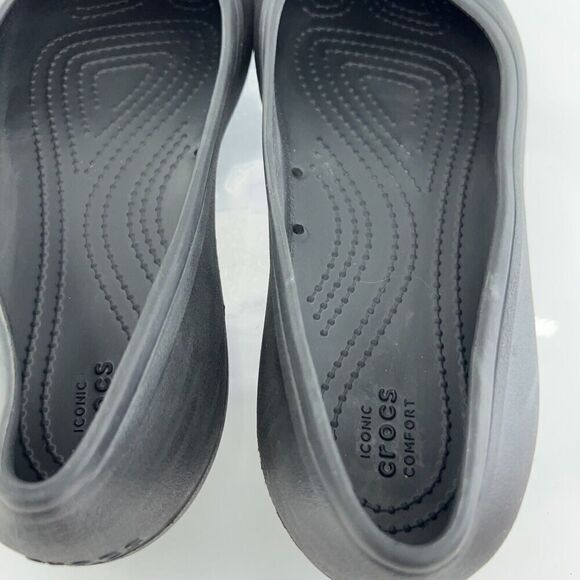 CROCS Women's At Work Flat Size 8 Black Slip On Shoe Barista Server Front Desk - Picture 7 of 11